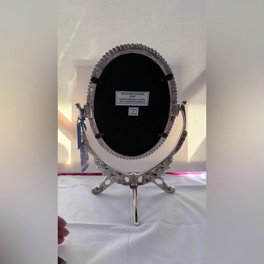 Elegant Silver Oval Vanity Mirror brass adjustable